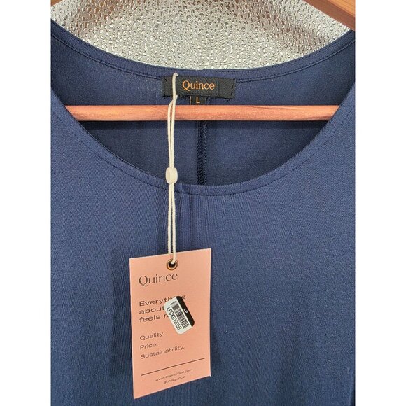 Quince Navy Tencel Jersey Mini Swing Dress Large NWT - Picture 3 of 6